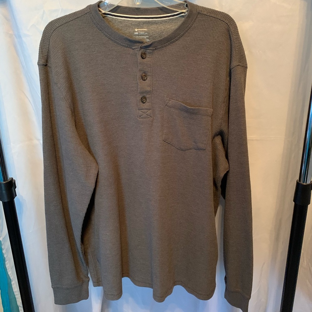 Men’s waffle weave Henley long sleeve shirt EUC size XXL